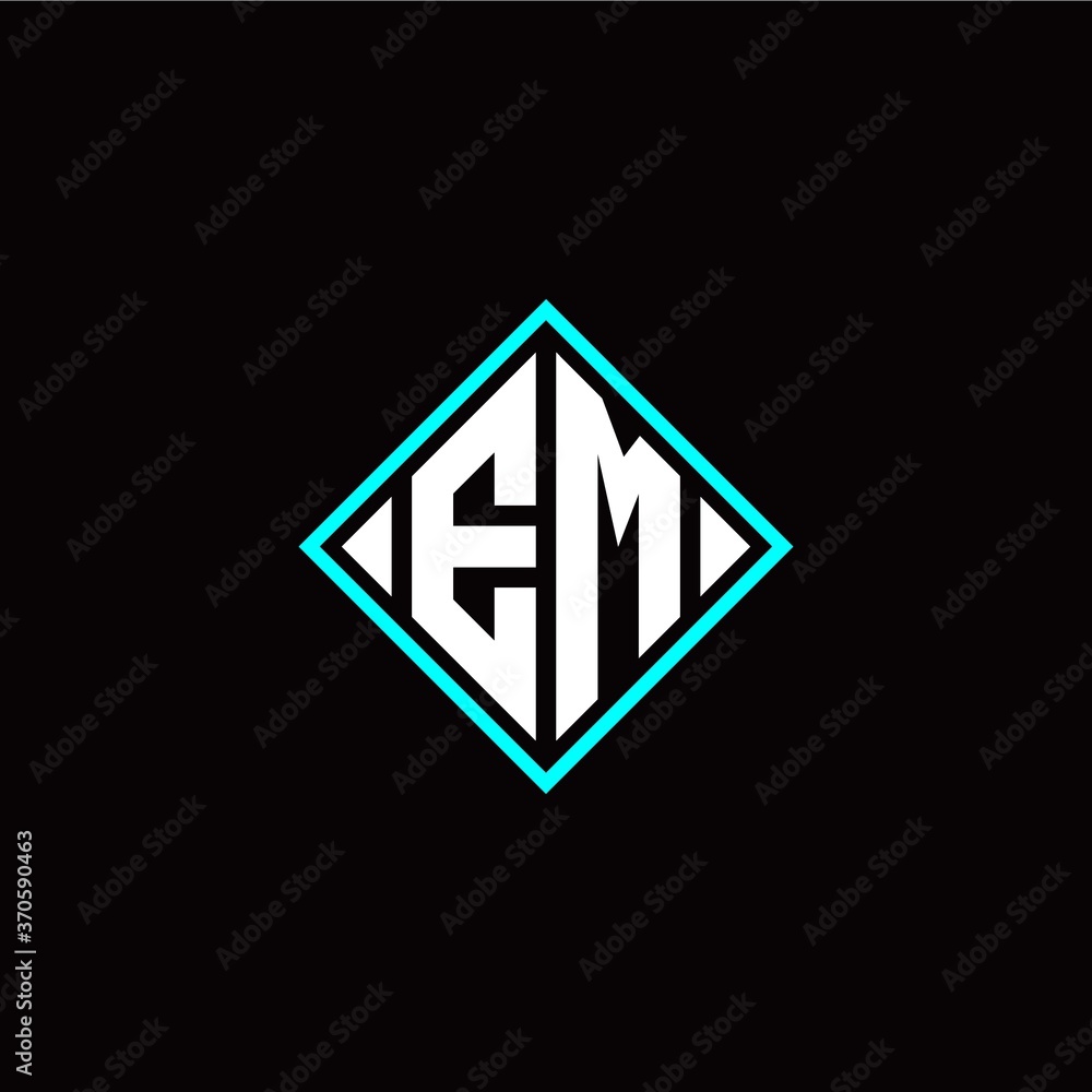 Initial E M letter with square style logo template vector Initial E M letter with square style logo template vector