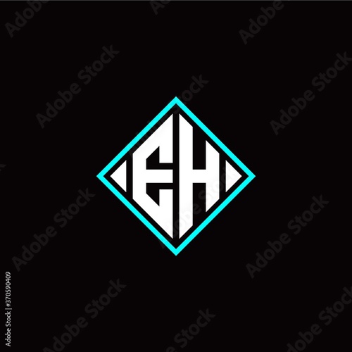 Initial E H letter with square style logo template vector Free Download Initial E H letter with square style logo template vector - GFXLoad