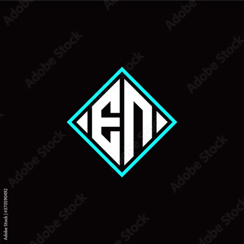 Initial E N letter with square style logo template vector Free Download Initial E N letter with square style logo template vector - GFXLoad