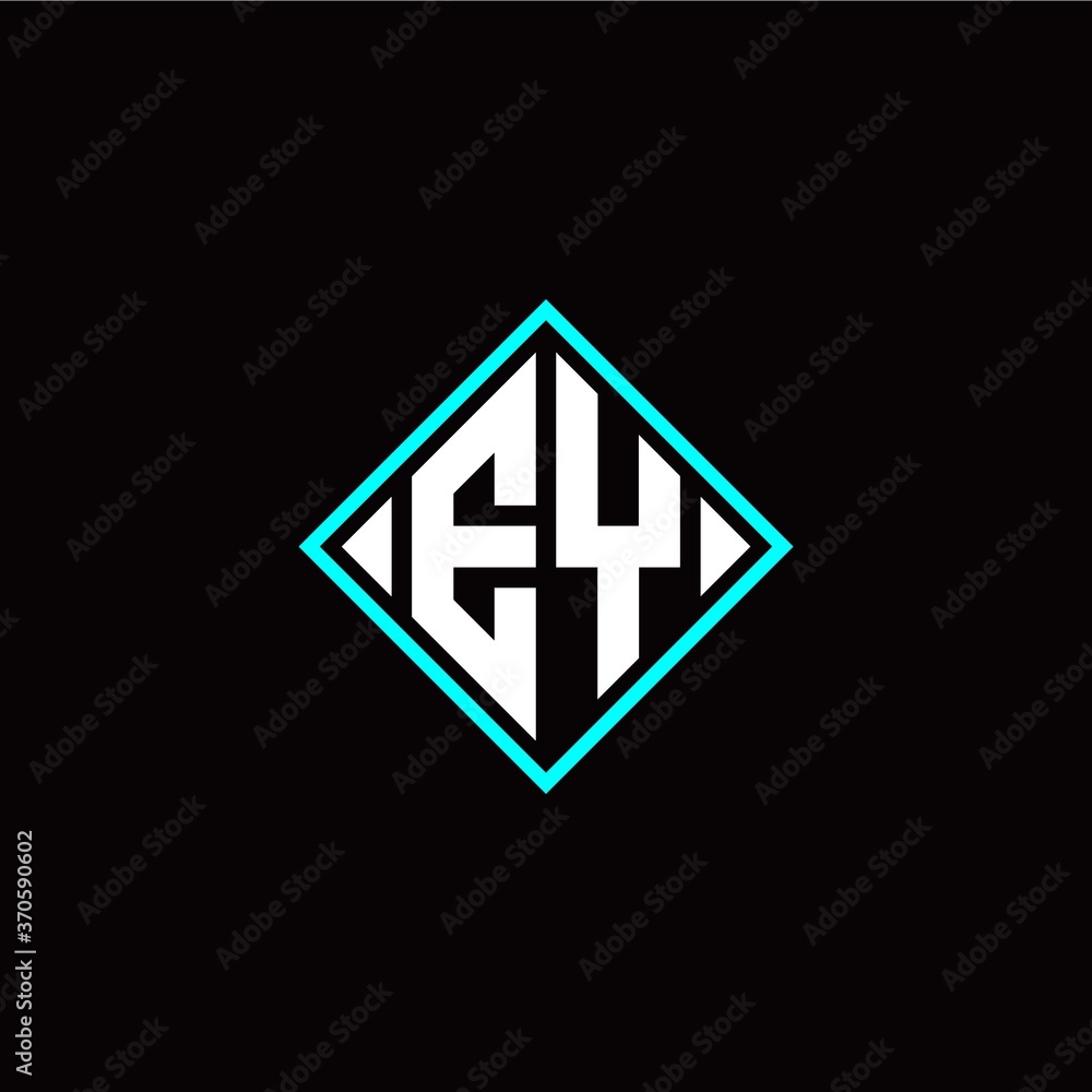 Initial E Y letter with square style logo template vector Initial E Y letter with square style logo template vector