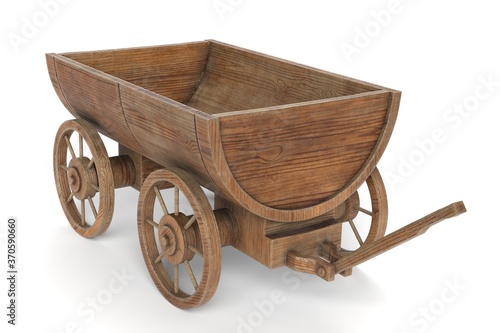 3d illustration of an old wooden cart