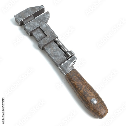 3d illustration of an old monkey wrench
