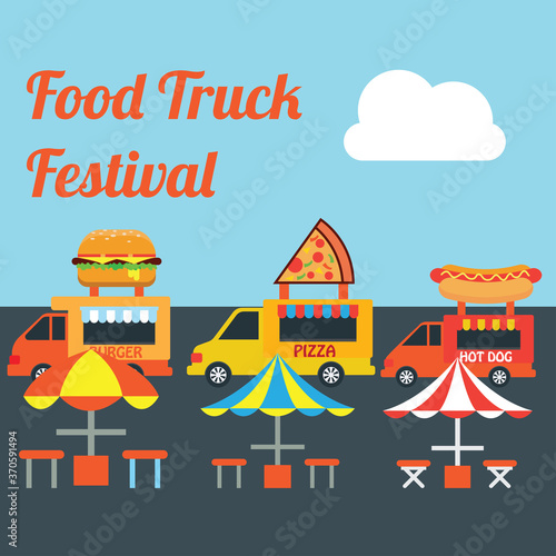 food truck festival banner and poster. vector illustration