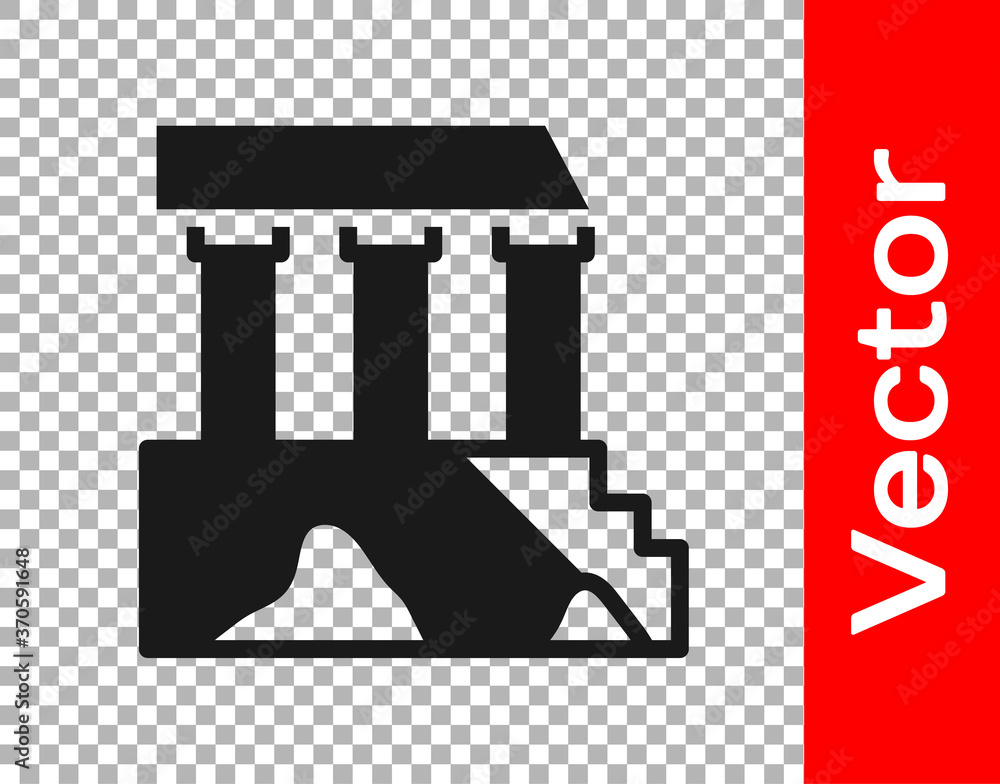 Black Parthenon from Athens, Acropolis, Greece icon isolated on transparent background. Greek ancient national landmark. Vector. Black Parthenon from Athens, Acropolis, Greece icon isolated on transparent background. Greek ancient national landmark. Vector.