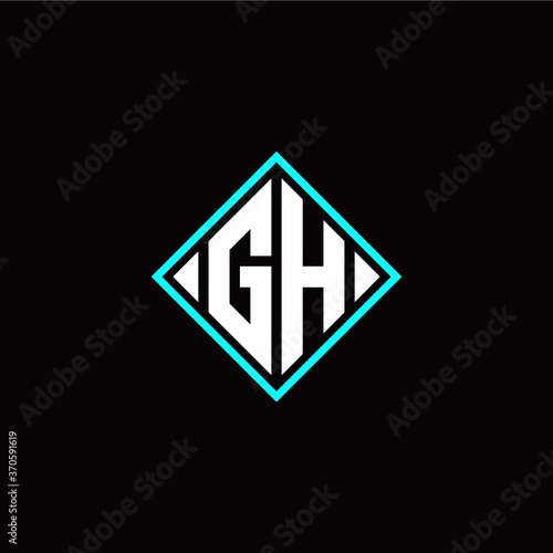 Free Download Initial G H letter with square style logo template vector - GFXLoad