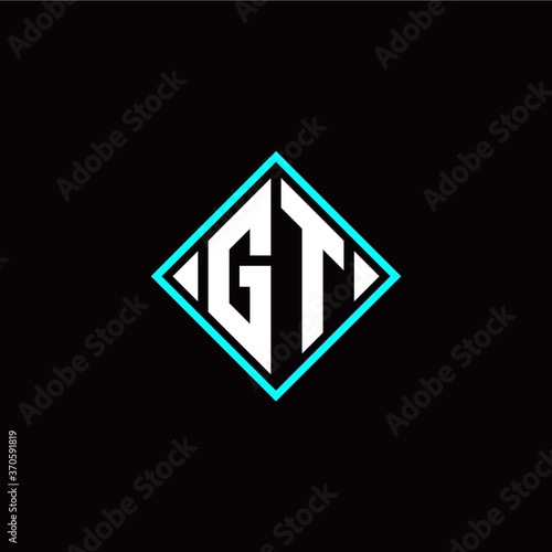 Initial G T letter with square style logo template vector