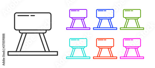 Black line Pommel horse icon isolated on white background. Sports equipment for jumping and gymnastics. Set icons colorful. Vector Illustration.