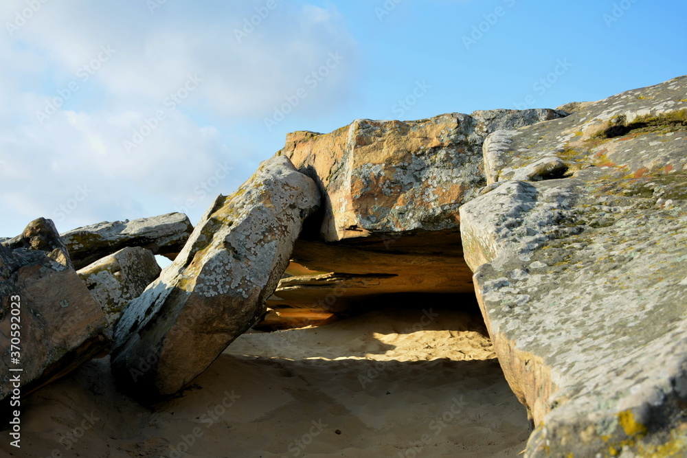 A natural conglomeration of large sandstone blocks. A natural conglomeration of large sandstone blocks.