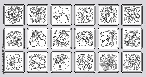 Children dominoes. Pictures with fruits