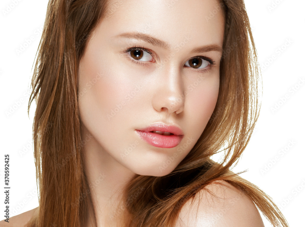 Fototapeta premium Pure skin woman face clean skin natural makeup young female model