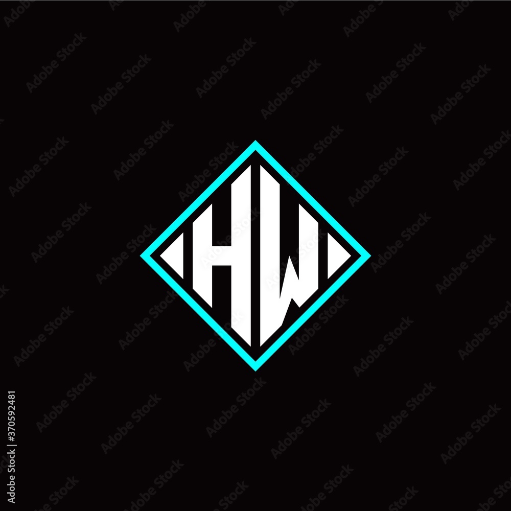 Initial H W letter with square style logo template vector Initial H W letter with square style logo template vector