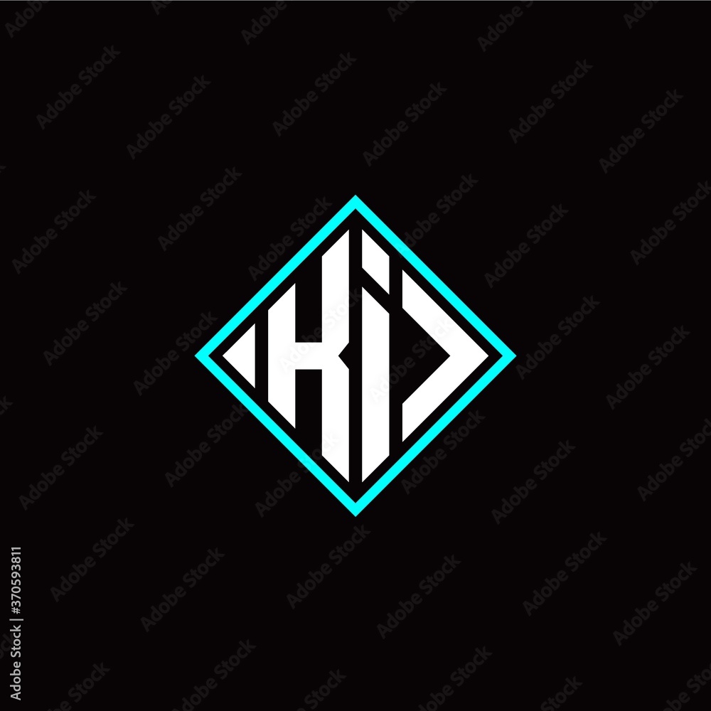 Initial K I letter with square style logo template vector