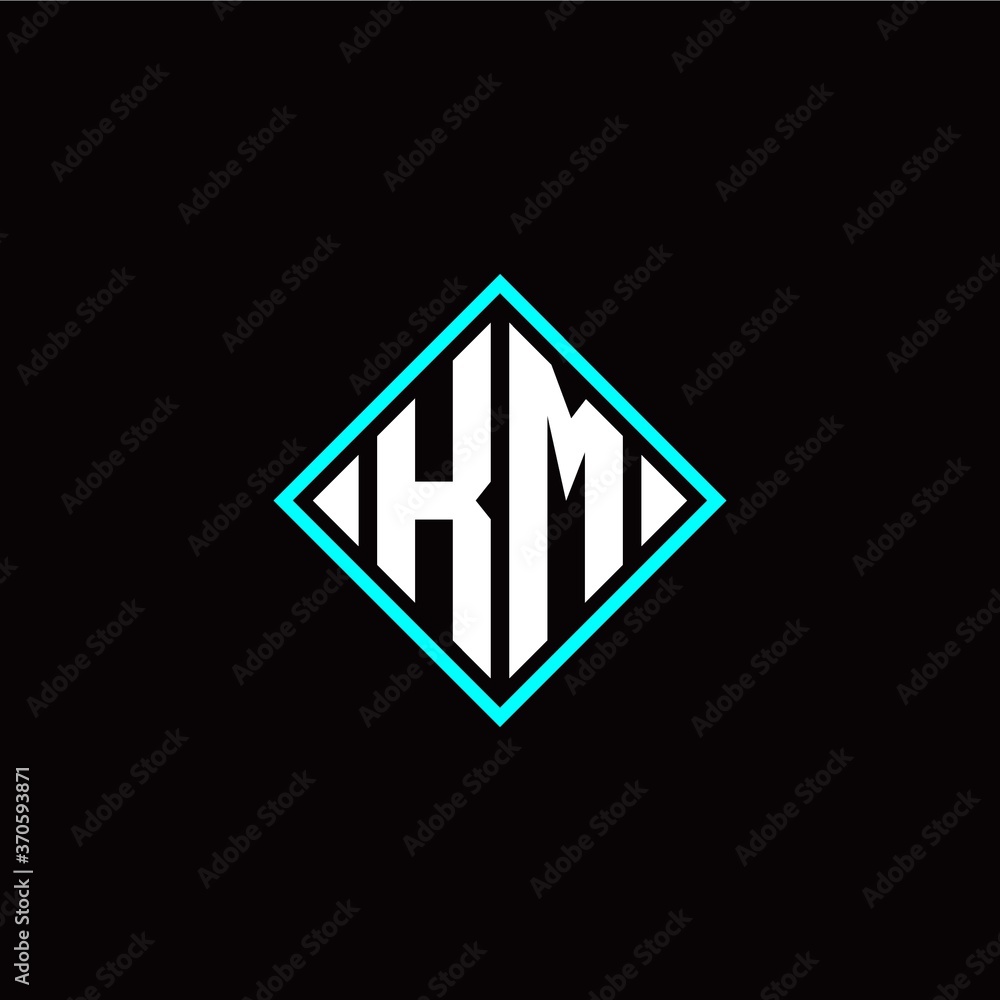 Initial K M letter with square style logo template vector Initial K M letter with square style logo template vector
