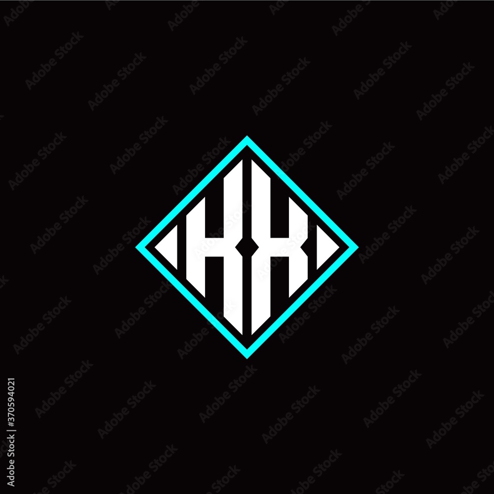 Initial K X letter with square style logo template vector Initial K X letter with square style logo template vector