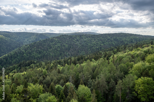Green hills of Krynica-Zdrój in Spring
