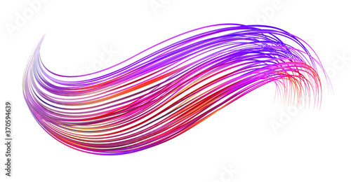 Acrylic purple paint brush stroke. Vector bright spiral gradient 3d paint brush with vibrant texture on white background