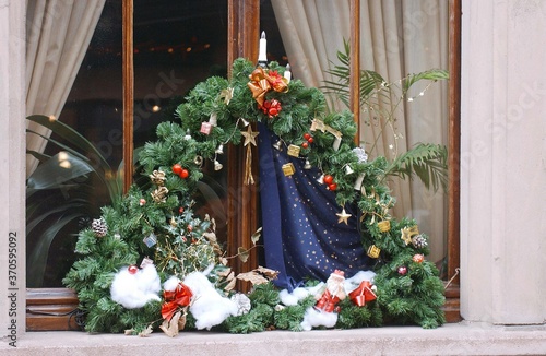Christmas in Aslace, East of France, Christmas Decorations at Window