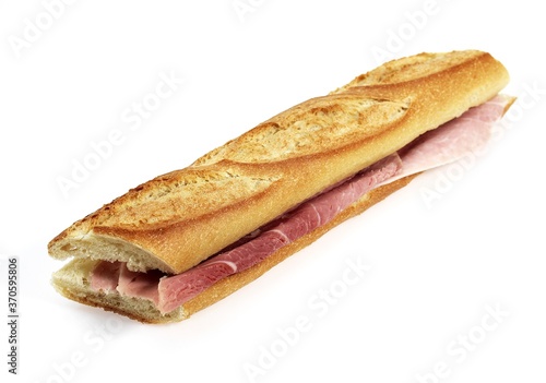 Sandwich with Ham and Butter against White Background