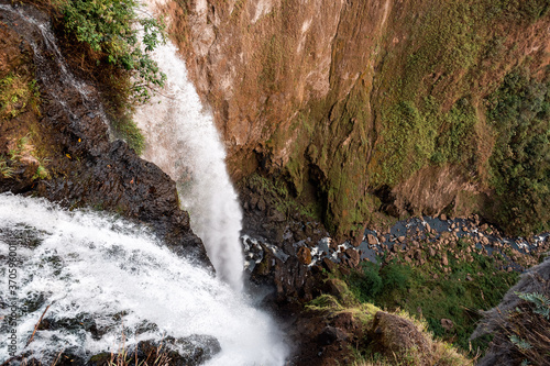 Waterfall between rocks in Colombian landscape