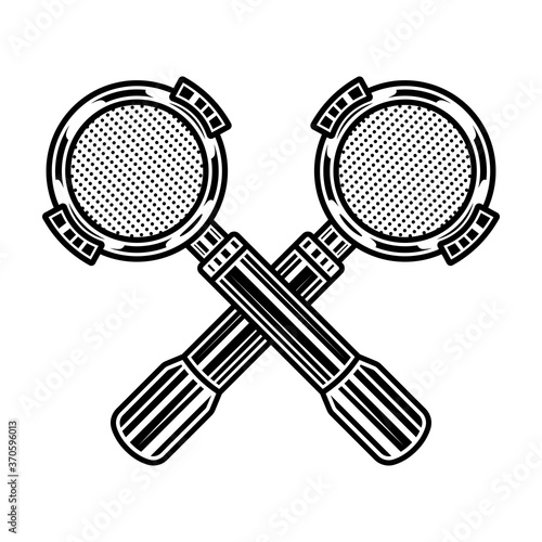 Crossed portafilters, espresso machine part vector