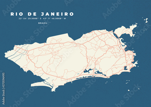 Rio de Janeiro map vector poster flyer