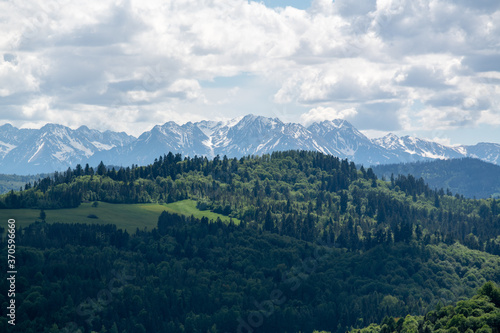 Panorama of the Tatra Mountains with snow-capped peaks