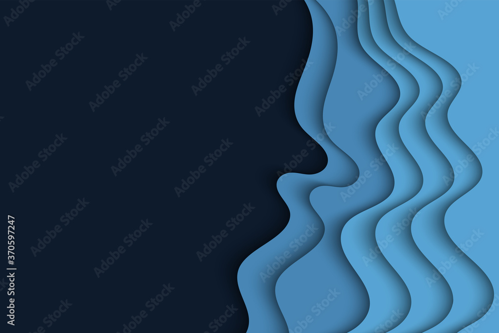 Abstract curved wave template for your design. Illustration with curves lines. Wavy paper cut background.