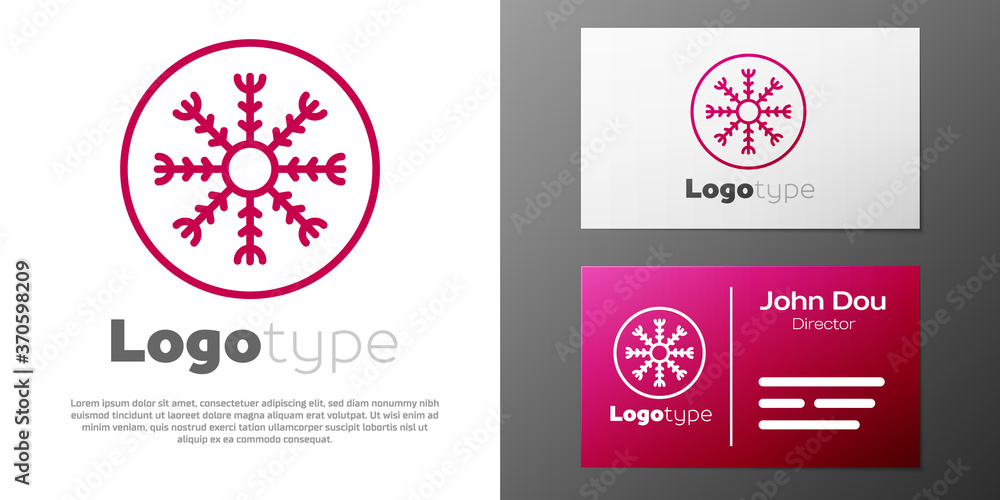 Logotype line Snowflake icon isolated on white background. Logo design template element. Vector.