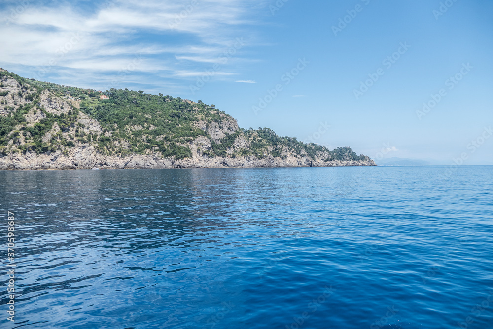 the coast of Portofino with blue water