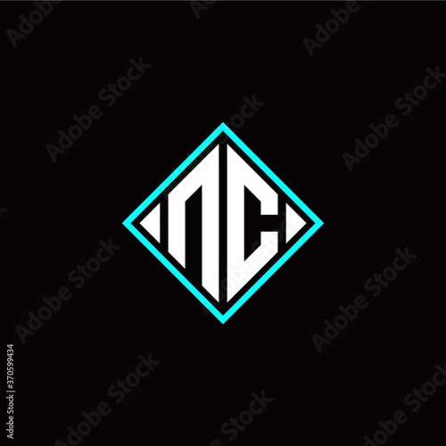 Initial N C letter with square style logo template vector Free Download Initial N C letter with square style logo template vector - GFXLoad