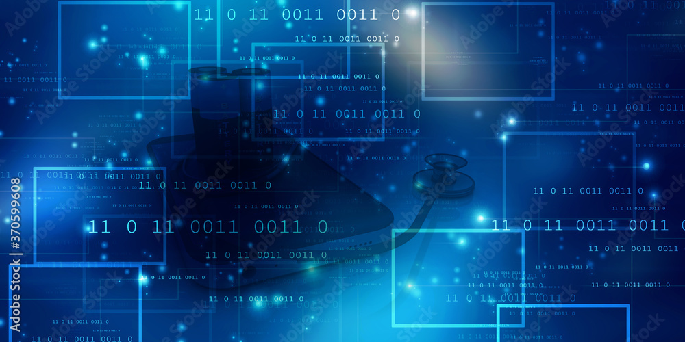 2d illustration abstract digital binary data on computer screen