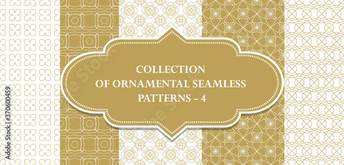 Collection of repeatable ornamental vector patterns. Geometric oriental backgrounds. You can find seamless design in swatches panel.