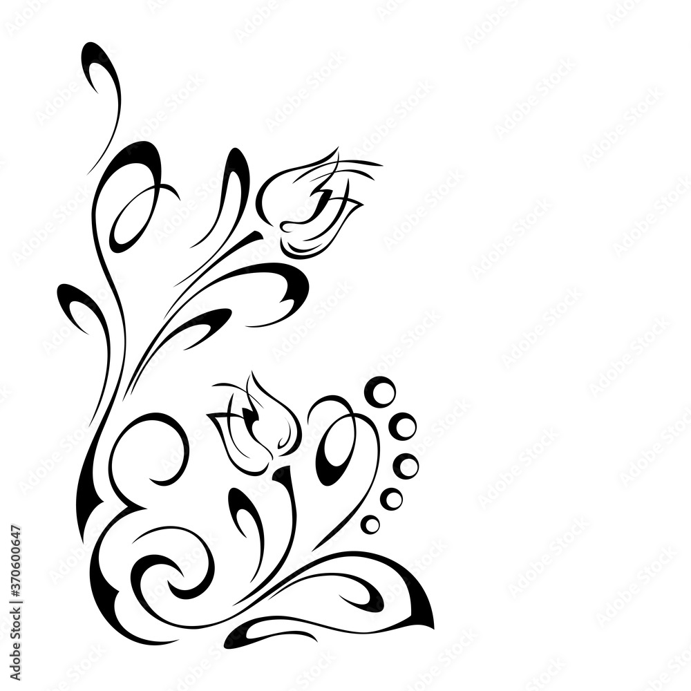 decor 23. decorative element with two stylized flower buds and an ornate ornament decor 23. decorative element with two stylized flower buds and an ornate ornament