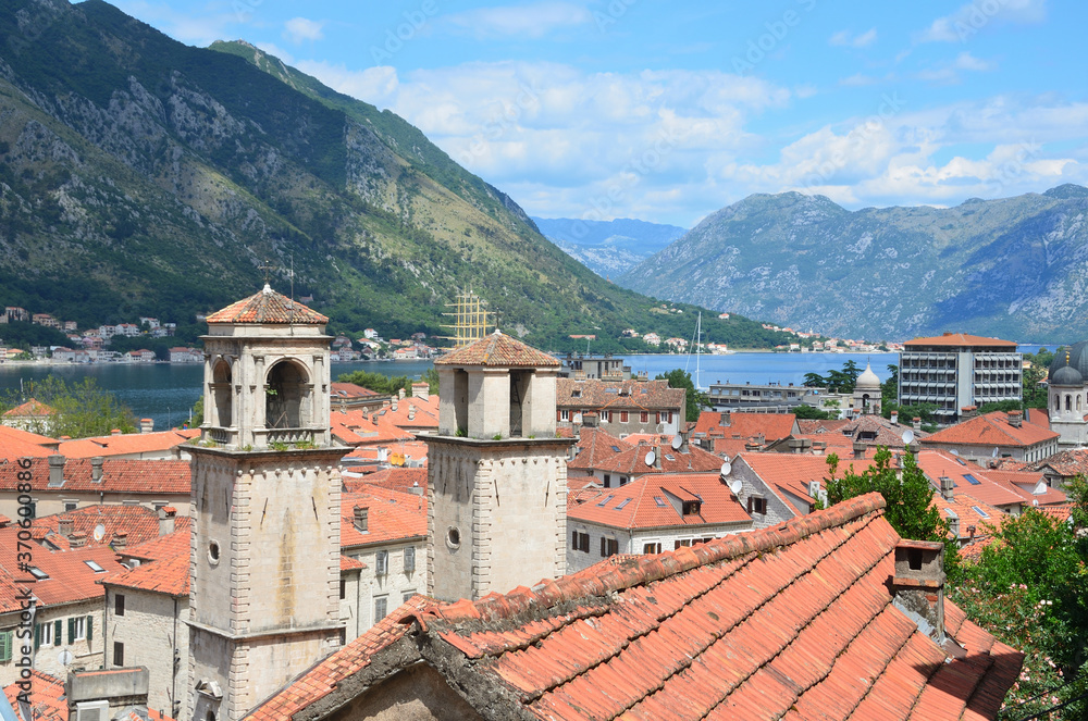 Red tiled roofs of the old town of Kotor, Montenegro