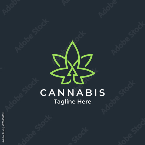 Cannabis or Hemp business with arrow growth logo design