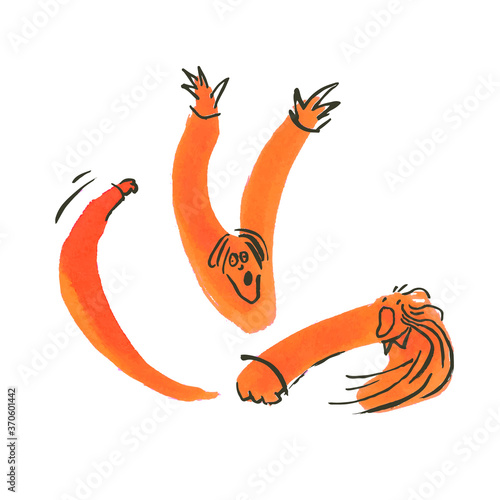 Expressive Handrawn Red Characters Fight Each Other