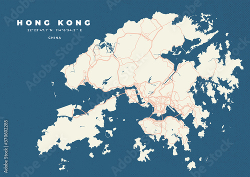 Hong Kong map vector poster flyer