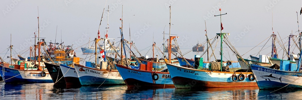 Fishing Boats in Harbour of Paracas, Peru Fishing Boats in Harbour of Paracas, Peru