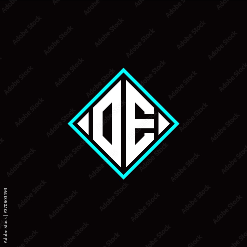Initial O E letter with square style logo template vector Initial O E letter with square style logo template vector