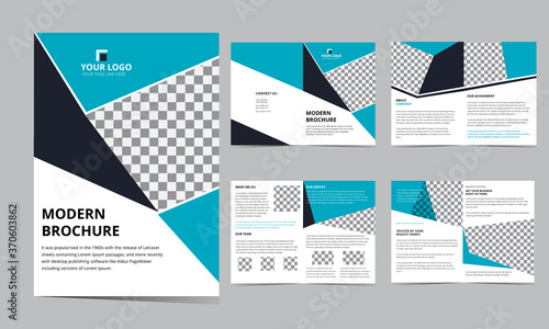 8 Pages Creative Business Brochure with modern abstract design. Use for marketing, print, annual report and business presentations and Multi Purpose. - Vector