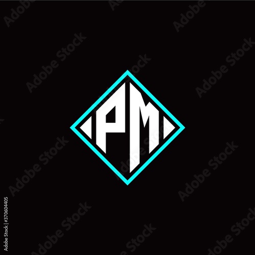 Free Download Initial P M letter with square style logo template vector - GFXLoad