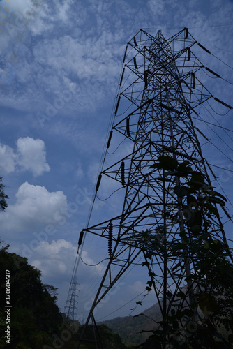 Electricity pylon near Neriyamangalam power house in Kerala, India