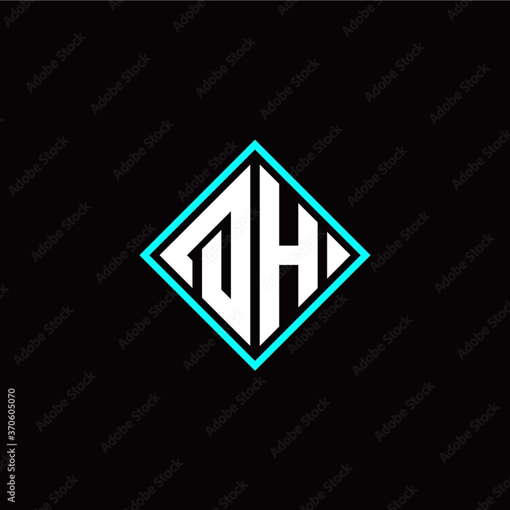 Initial Q H letter with square style logo template vector Initial Q H letter with square style logo template vector