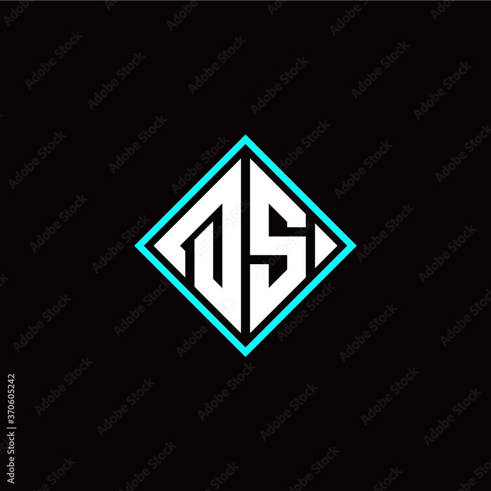 Initial Q S letter with square style logo template vector Initial Q S letter with square style logo template vector