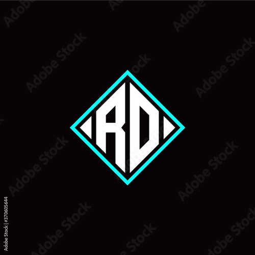 Initial R O letter with square style logo template vector