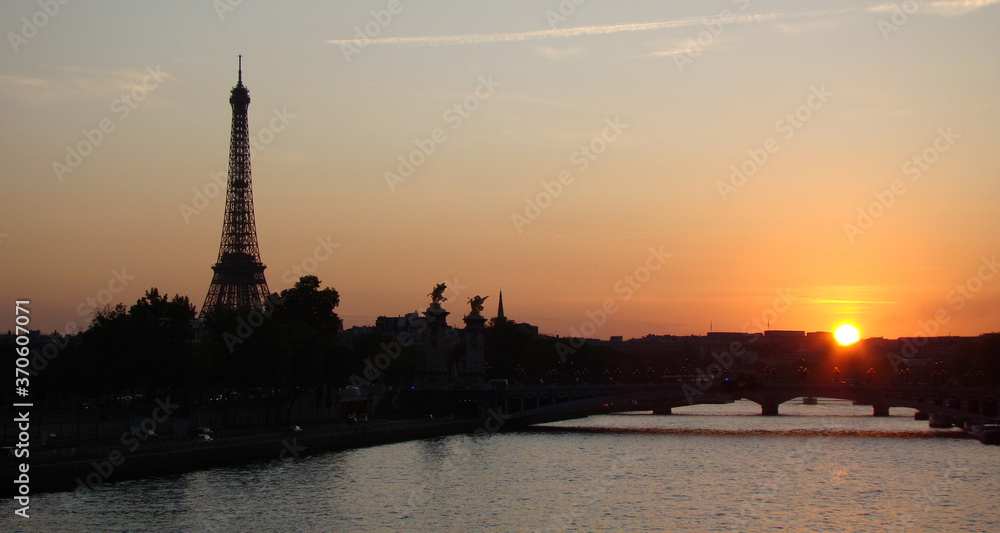 PARIS - EIFFEL TOWER AND BRIDGE.