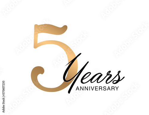 5 years anniversary card.  5 years Anniversary gold vector  poster.  