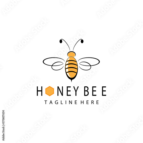 Honey bee logo simple color design vector template