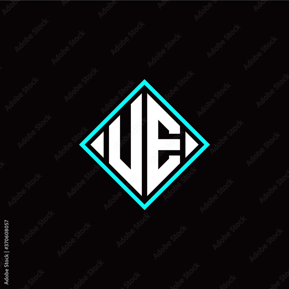 Initial U E letter with square style logo template vector Initial U E letter with square style logo template vector