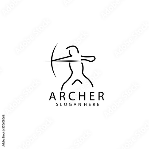 simple line logo illustration archer design template